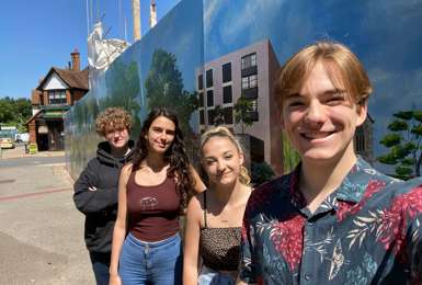 Local art students erect botanical-themed mural