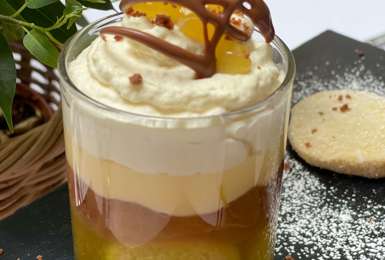 Chef’s very own Lemon Swiss roll and amaretti trifle